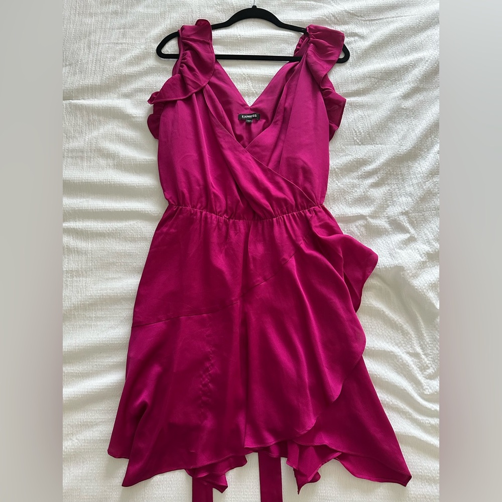 Express Fuchsia Pink Ruffle Mini Dress